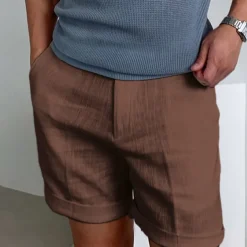 Men's Shorts Linen Shorts Dress Shorts Summer Shorts Beach Shorts Zipper Plain Comfort Breathable Short Outdoor Daily Streetwear Stylish Casual Black White Inelastic