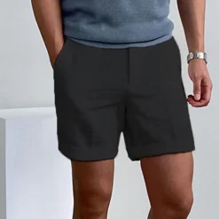 Men's Shorts Linen Shorts Dress Shorts Summer Shorts Beach Shorts Zipper Plain Comfort Breathable Short Outdoor Daily Streetwear Stylish Casual Black White Inelastic