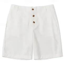Men's Shorts Linen Shorts Summer Shorts Beach Shorts Buttons Pocket Straight Leg Plain Comfort Breathable Short Casual Daily Holiday Fashion Designer Black White