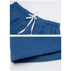 Men's Shorts Linen Shorts Summer Shorts Drawstring Elastic Waist Straight Leg Plain Comfort Breathable Above Knee Casual Daily Holiday Fashion Classic Style Black White