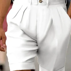 Men's Shorts Linen Shorts Dress Shorts Summer Shorts Beach Shorts Plain Breathable Soft Short Casual Daily Holiday Fashion Streetwear Black White Inelastic