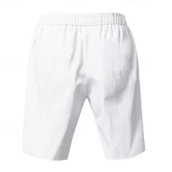 Men's Shorts Linen Shorts Summer Shorts Beach Shorts Pocket Drawstring Elastic Waist Plain Comfort Breathable Short Vacation Holiday Beach Hawaiian Boho Black White