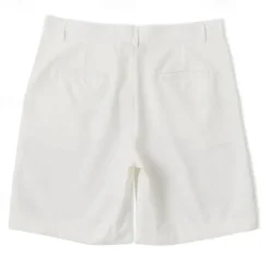 Men's Shorts Linen Shorts Buttons Pocket Straight Leg Plain Comfort Breathable Short Business Business Black White