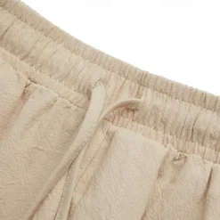 Men's Shorts Linen Shorts Summer Shorts Pocket Drawstring Elastic Waist Plain Comfort Breathable Short Casual Daily Holiday Fashion Classic Style Black White