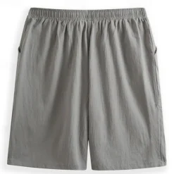 Men's Shorts Linen Shorts Summer Shorts Beach Shorts Pocket Drawstring Elastic Waist Plain Comfort Breathable Knee Length Casual Daily Holiday Fashion Classic Style Black White