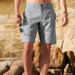 Men's Shorts Linen Shorts Dress Shorts Summer Shorts Pocket Plain Comfort Breathable Outdoor Daily Going out Fashion Casual Black Blue