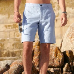 Men's Shorts Linen Shorts Dress Shorts Summer Shorts Pocket Plain Comfort Breathable Outdoor Daily Going out Fashion Casual Black Blue