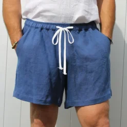 Men's Shorts Linen Shorts Summer Shorts Pocket Drawstring Elastic Waist Plain Comfort Breathable Short Casual Daily Holiday Fashion Classic Style Black White