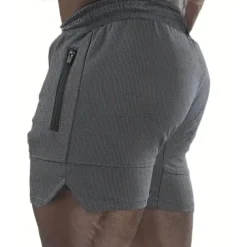 Men's Shorts Sports Going out Weekend Running Casual Drawstring Elastic Waist Plain Knee Length Gymnatics Activewear Wine Red Black Micro-elastic