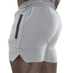 Men's Shorts Sports Going out Weekend Running Casual Drawstring Elastic Waist Plain Knee Length Gymnatics Activewear Wine Red Black Micro-elastic