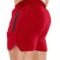 Men's Shorts Sports Going out Weekend Running Casual Drawstring Elastic Waist Plain Knee Length Gymnatics Activewear Wine Red Black Micro-elastic