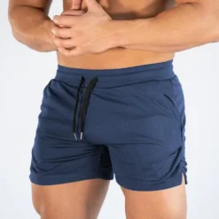 Men's Shorts Sports Going out Weekend Running Casual Drawstring Elastic Waist Plain Knee Length Gymnatics Activewear Lake blue Wine Red Micro-elastic