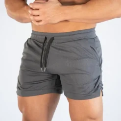 Men's Shorts Sports Going out Weekend Running Casual Drawstring Elastic Waist Plain Knee Length Gymnatics Activewear Lake blue Wine Red Micro-elastic