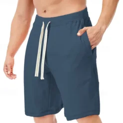 Men's Shorts Summer Shorts Casual Shorts Pocket Drawstring Plain Comfort Breathable Knee Length Outdoor Vacation Sport Casual Black White