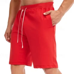 Men's Shorts Summer Shorts Casual Shorts Pocket Drawstring Plain Comfort Breathable Knee Length Outdoor Vacation Sport Casual Black White