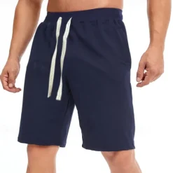 Men's Shorts Summer Shorts Casual Shorts Pocket Drawstring Plain Comfort Breathable Knee Length Outdoor Vacation Sport Casual Black White