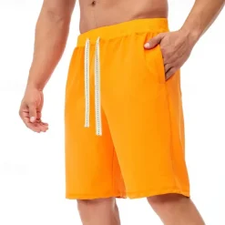 Men's Shorts Summer Shorts Casual Shorts Pocket Drawstring Plain Comfort Breathable Knee Length Outdoor Vacation Sport Casual Black White