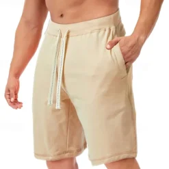 Men's Shorts Summer Shorts Casual Shorts Pocket Drawstring Plain Comfort Breathable Knee Length Outdoor Vacation Sport Casual Black White