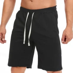 Men's Shorts Summer Shorts Casual Shorts Pocket Drawstring Plain Comfort Breathable Knee Length Outdoor Vacation Sport Casual Black White