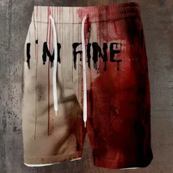 Men's Shorts Summer Shorts Casual Shorts Pocket Elastic Waist 3D Print 3D Print Letter Halloween Costumes Soft Breathable Short Casual Daily Holiday Fashion Streetwear Red Micro-elastic