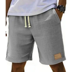 Men's Shorts Summer Shorts Beach Shorts Pocket Elastic Waist Drawstring Plain Comfort Breathable Short Vacation Holiday Beach Hawaiian Boho Black White