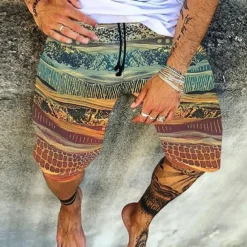 Men's Shorts Summer Shorts Beach Shorts Elastic Waist Print Graphic Prints Outdoor Knee Length Daily Beach Hawaiian Chino Black Yellow Micro-elastic