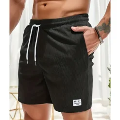 Men's Shorts Summer Shorts Casual Shorts Pocket Drawstring Elastic Waist Plain Comfort Breathable Short Outdoor Vacation Sport Casual Black White