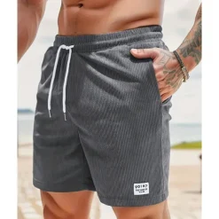 Men's Shorts Summer Shorts Casual Shorts Pocket Drawstring Elastic Waist Plain Comfort Breathable Short Outdoor Vacation Sport Casual Black White