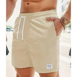 Men's Shorts Summer Shorts Casual Shorts Pocket Drawstring Elastic Waist Plain Comfort Breathable Short Outdoor Vacation Sport Casual Black White