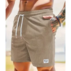 Men's Shorts Summer Shorts Casual Shorts Pocket Drawstring Elastic Waist Plain Comfort Breathable Short Outdoor Vacation Sport Casual Black White