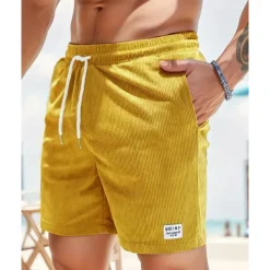 Men's Shorts Summer Shorts Casual Shorts Pocket Drawstring Elastic Waist Plain Comfort Breathable Short Outdoor Vacation Sport Casual Black White