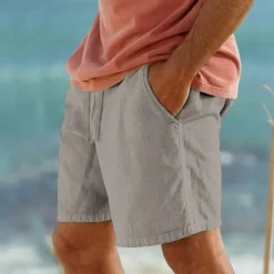 Men's Shorts Summer Shorts Beach Shorts Pocket Drawstring Elastic Waist Plain Comfort Breathable Short Casual Daily Holiday Fashion Classic Style Black White