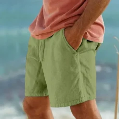 Men's Shorts Summer Shorts Beach Shorts Pocket Drawstring Elastic Waist Plain Comfort Breathable Short Casual Daily Holiday Fashion Classic Style Black White