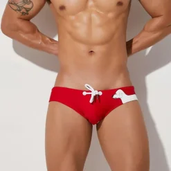 Men's Shorts Swim Briefs Daily Wear Vacation Summer Beach Swimming Soft Comfortable Drawstring Elastic Waist Color Block Short Gymnatics Casual Activewear White Yellow Low Waist