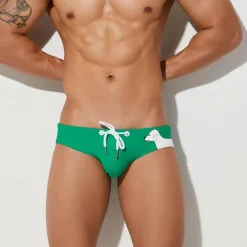 Men's Shorts Swim Briefs Daily Wear Vacation Summer Beach Swimming Soft Comfortable Drawstring Elastic Waist Color Block Short Gymnatics Casual Activewear White Yellow Low Waist