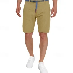 Men's Shorts Work Shorts Casual Shorts Golf Shorts Buttons Pocket Stripe Comfort Knee Length Sports Outdoor Daily Going out Fashion Casual Black White Micro-elastic