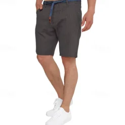 Men's Shorts Work Shorts Casual Shorts Golf Shorts Buttons Pocket Stripe Comfort Knee Length Sports Outdoor Daily Going out Fashion Casual Black White Micro-elastic