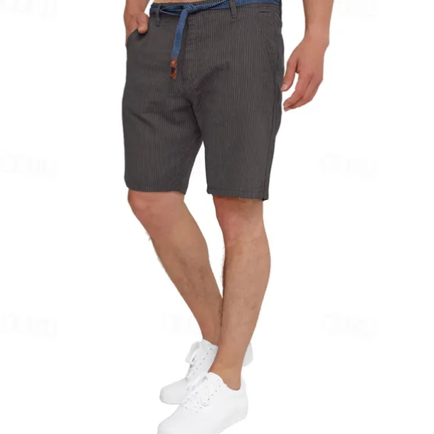 Men's Shorts Work Shorts Casual Shorts Golf Shorts Buttons Pocket Stripe Comfort Knee Length Sports Outdoor Daily Going out Fashion Casual Black White Micro-elastic
