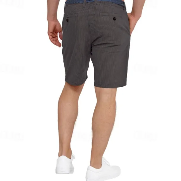 Men's Shorts Work Shorts Casual Shorts Golf Shorts Buttons Pocket Stripe Comfort Knee Length Sports Outdoor Daily Going out Fashion Casual Black White Micro-elastic