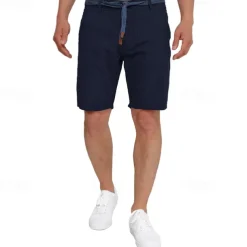 Men's Shorts Work Shorts Casual Shorts Golf Shorts Buttons Pocket Stripe Comfort Knee Length Sports Outdoor Daily Going out Fashion Casual Black White Micro-elastic
