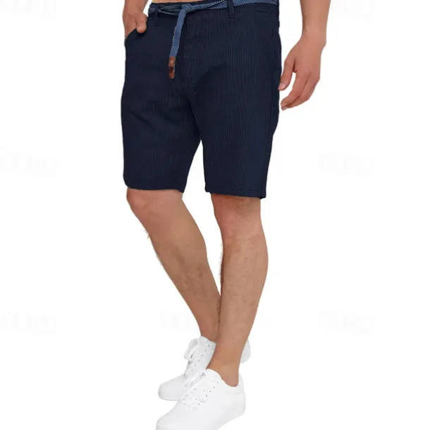 Men's Shorts Work Shorts Casual Shorts Golf Shorts Buttons Pocket Stripe Comfort Knee Length Sports Outdoor Daily Going out Fashion Casual Black White Micro-elastic