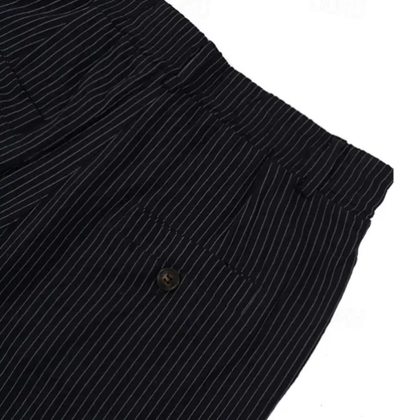 Men's Shorts Work Shorts Casual Shorts Golf Shorts Buttons Pocket Stripe Comfort Knee Length Sports Outdoor Daily Going out Fashion Casual Black White Micro-elastic