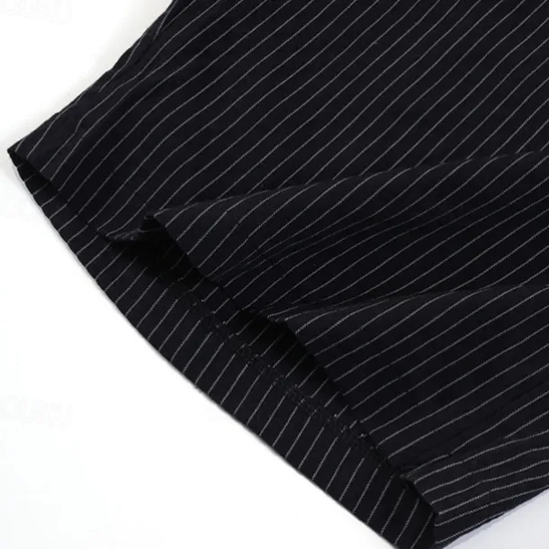 Men's Shorts Work Shorts Casual Shorts Golf Shorts Buttons Pocket Stripe Comfort Knee Length Sports Outdoor Daily Going out Fashion Casual Black White Micro-elastic