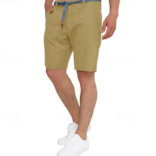 Men's Shorts Work Shorts Casual Shorts Golf Shorts Buttons Pocket Stripe Comfort Knee Length Sports Outdoor Daily Going out Fashion Casual Black White Micro-elastic