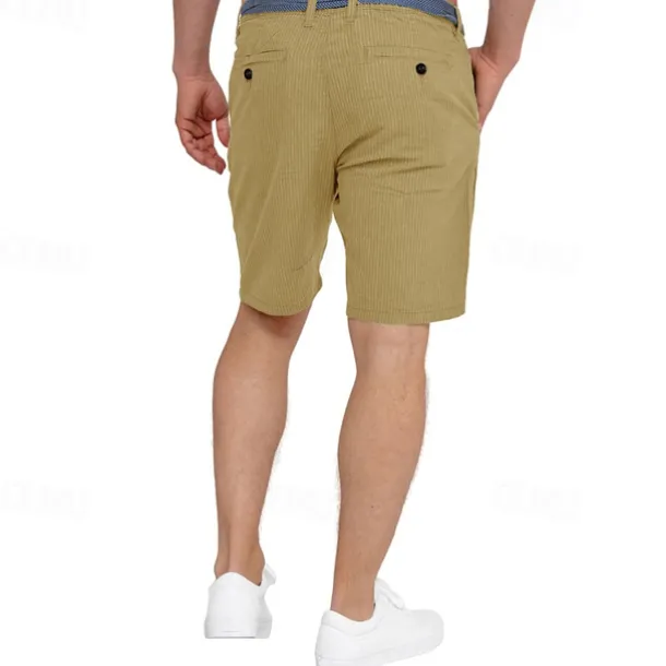 Men's Shorts Work Shorts Casual Shorts Golf Shorts Buttons Pocket Stripe Comfort Knee Length Sports Outdoor Daily Going out Fashion Casual Black White Micro-elastic