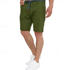 Men's Shorts Work Shorts Casual Shorts Golf Shorts Buttons Pocket Stripe Comfort Knee Length Sports Outdoor Daily Going out Fashion Casual Black White Micro-elastic