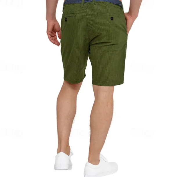 Men's Shorts Work Shorts Casual Shorts Golf Shorts Buttons Pocket Stripe Comfort Knee Length Sports Outdoor Daily Going out Fashion Casual Black White Micro-elastic