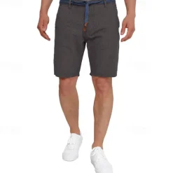 Men's Shorts Work Shorts Casual Shorts Golf Shorts Buttons Pocket Stripe Comfort Knee Length Sports Outdoor Daily Going out Fashion Casual Black White Micro-elastic