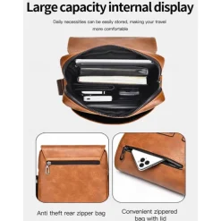 Men's Shoulder Bag Messenger Bag Crossbody Bag Shoulder Bags PU Leather Office Casual Casual Daily Zipper Multiple pockets Large Capacity Waterproof Durable Solid Color Color rubbing Black Brown