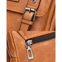 Men's Shoulder Bag Messenger Bag Crossbody Bag Shoulder Bags PU Leather Office Casual Casual Daily Zipper Multiple pockets Large Capacity Waterproof Durable Solid Color Color rubbing Black Brown